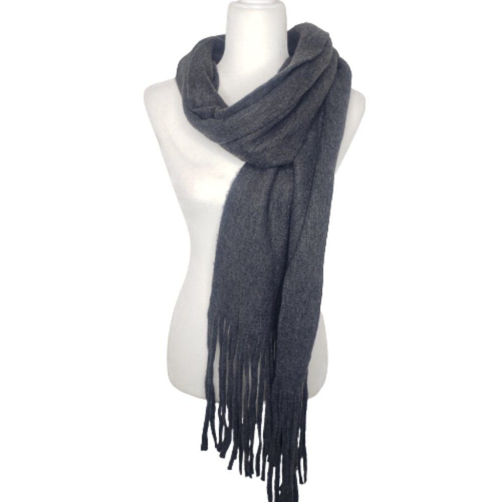 Lucky BRAND Soft Solid Brushed Winter Woolish Texture Shawl Gray Scarf womens